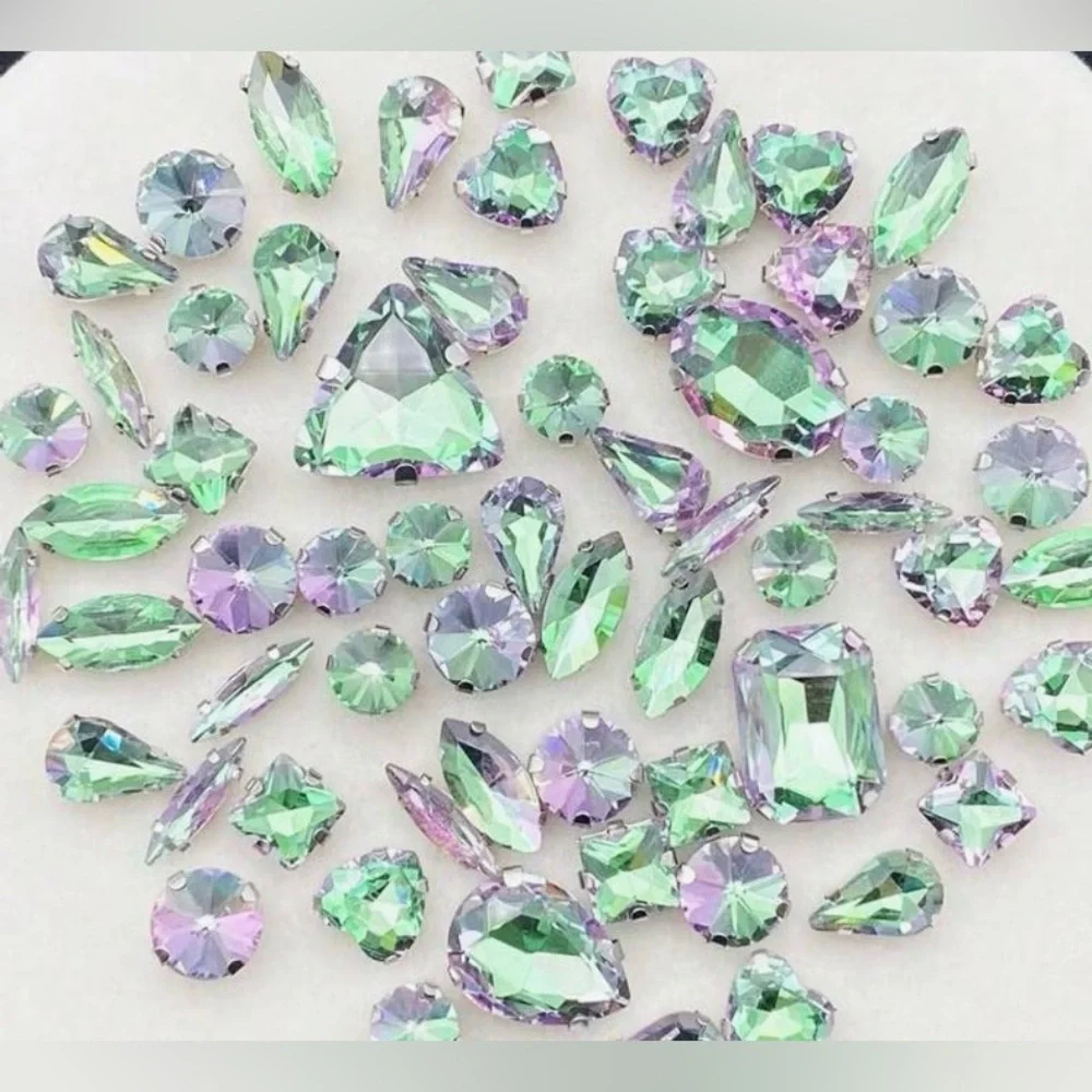 Decorative Iridescent Green & Purple Rhinestones | DIY & Sewing | New | 50 Pcs. - Picture 3 of 6